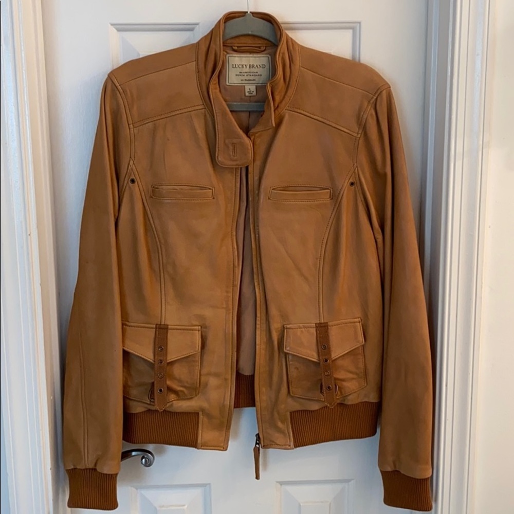 Lucky Brand bomber/utility style leather jacket